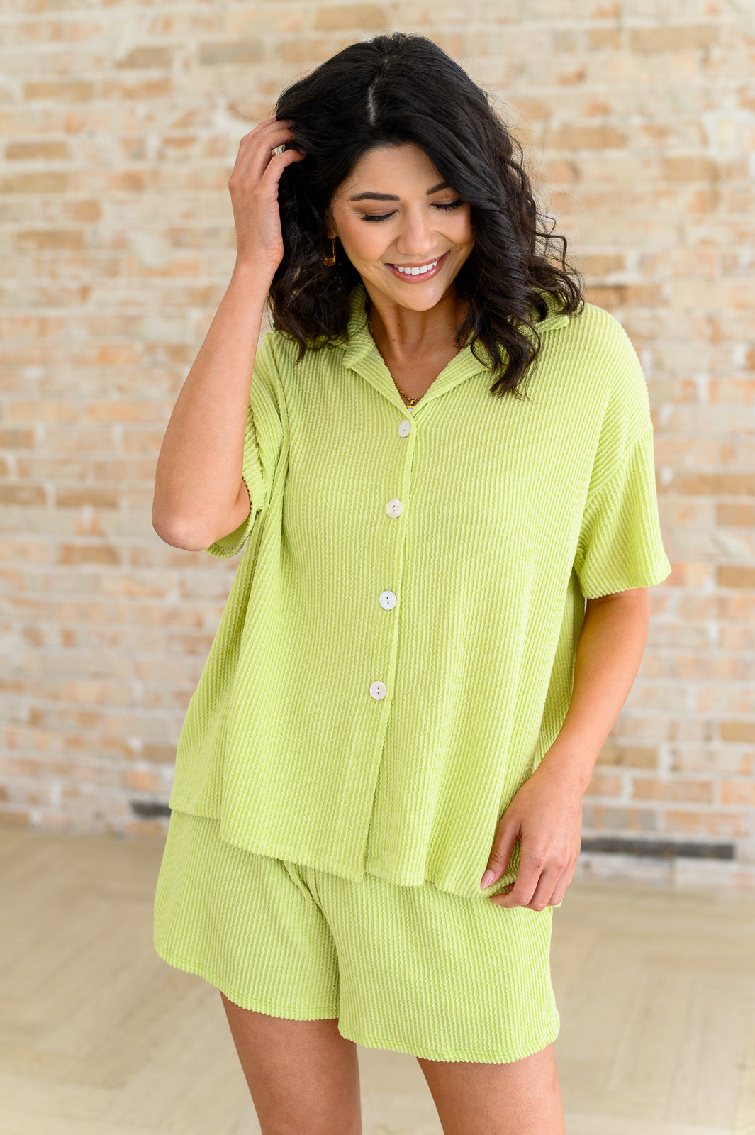 Two's Company Ribbed Button Down - Charming Charlie