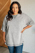 Unbothered Mineral Wash Top in Grey - Charming Charlie