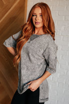 Unbothered Mineral Wash Top in Grey - Charming Charlie