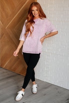Unbothered Mineral Wash Top in Orchid Petal - Charming Charlie