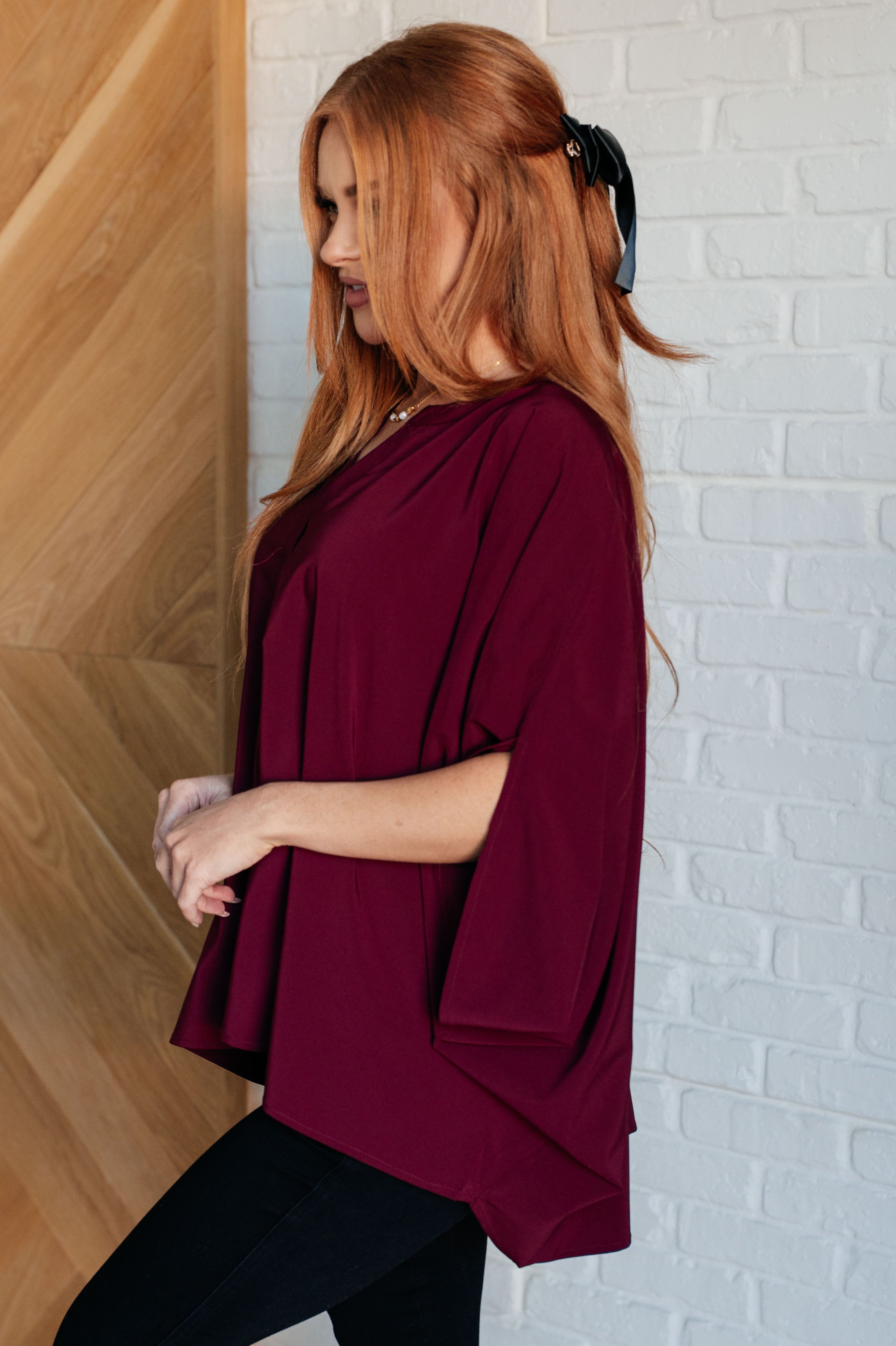 Universal Philosophy Blouse in Wine - Charming Charlie