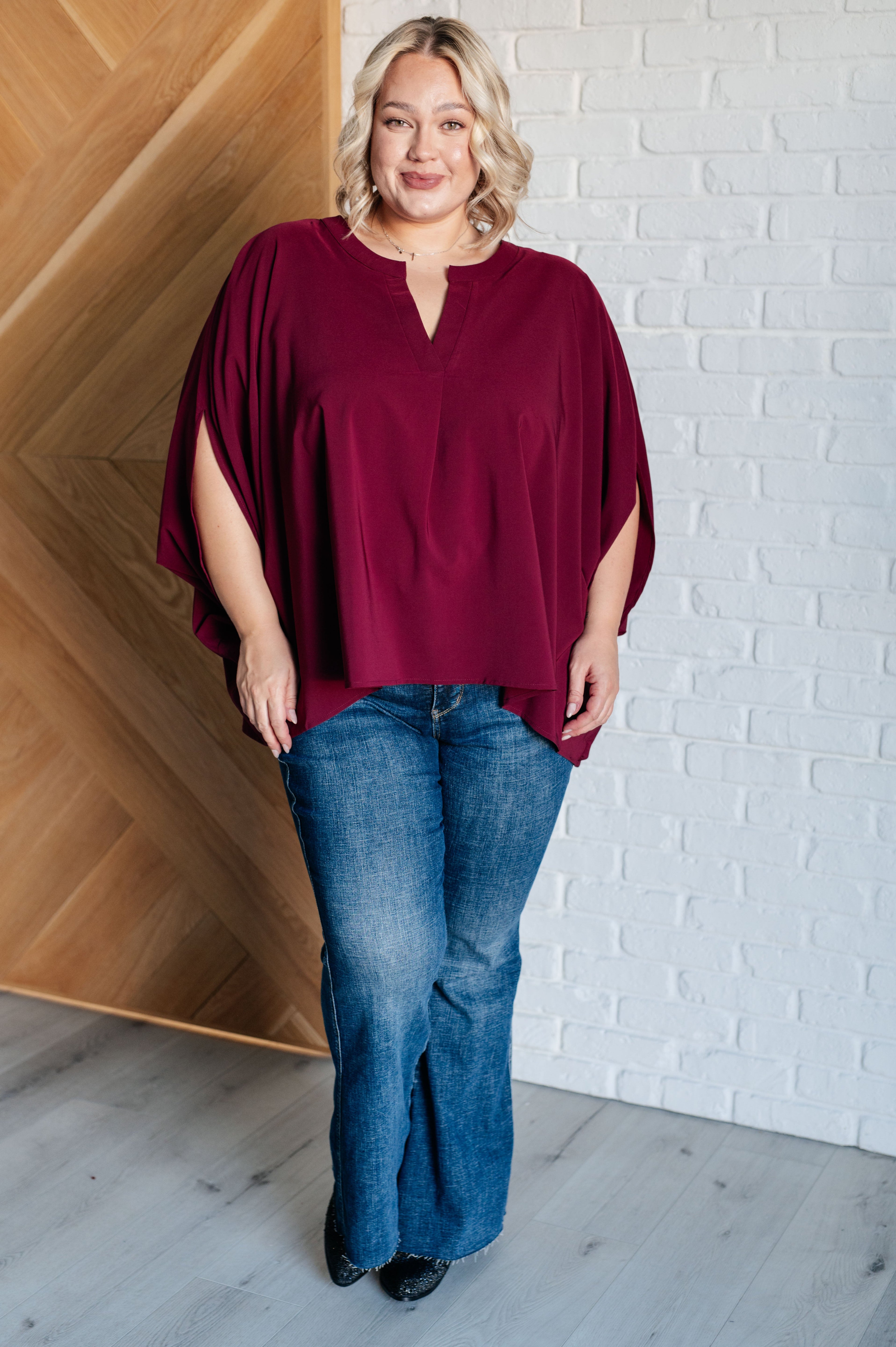Universal Philosophy Blouse in Wine - Charming Charlie