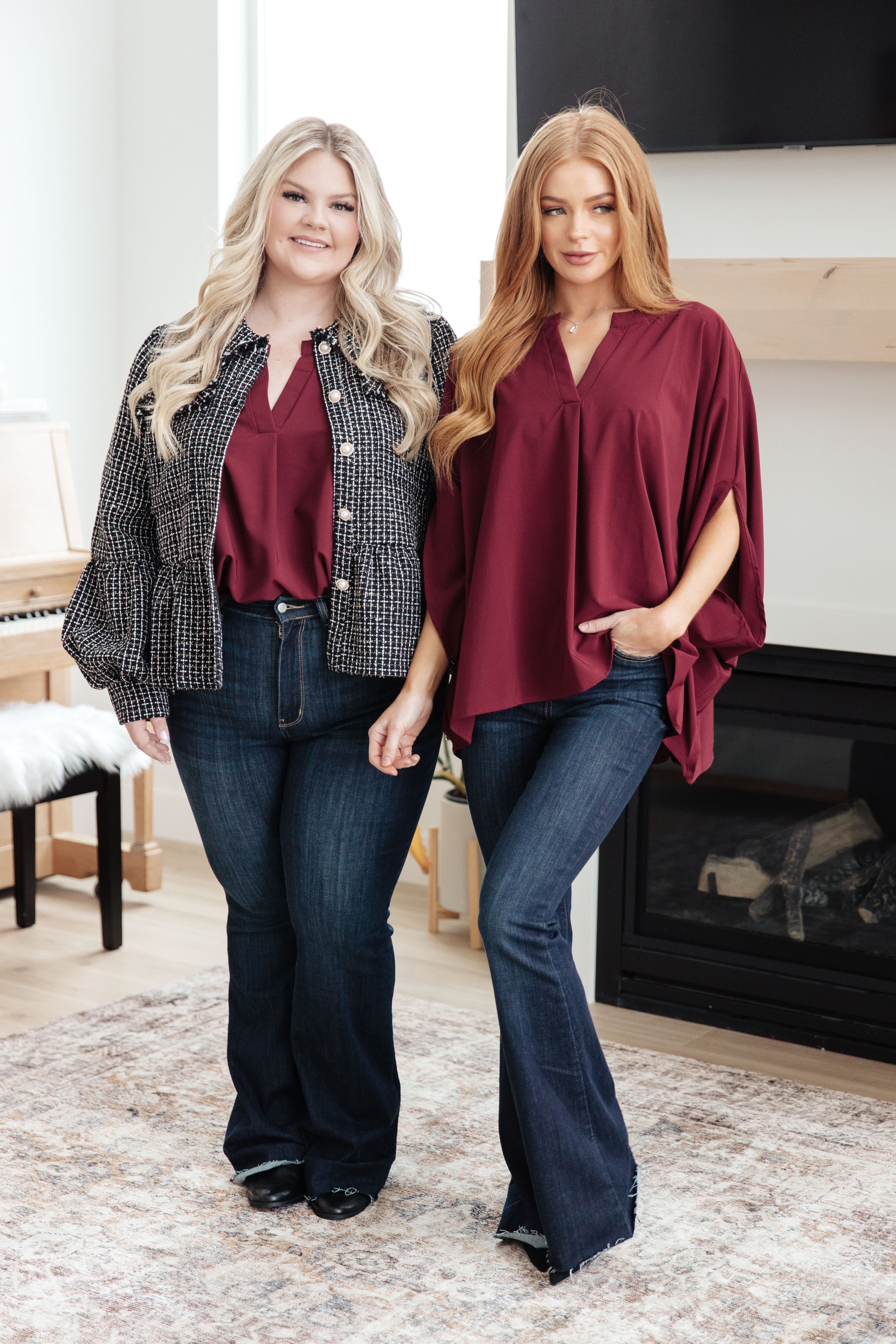 Universal Philosophy Blouse in Wine - Charming Charlie