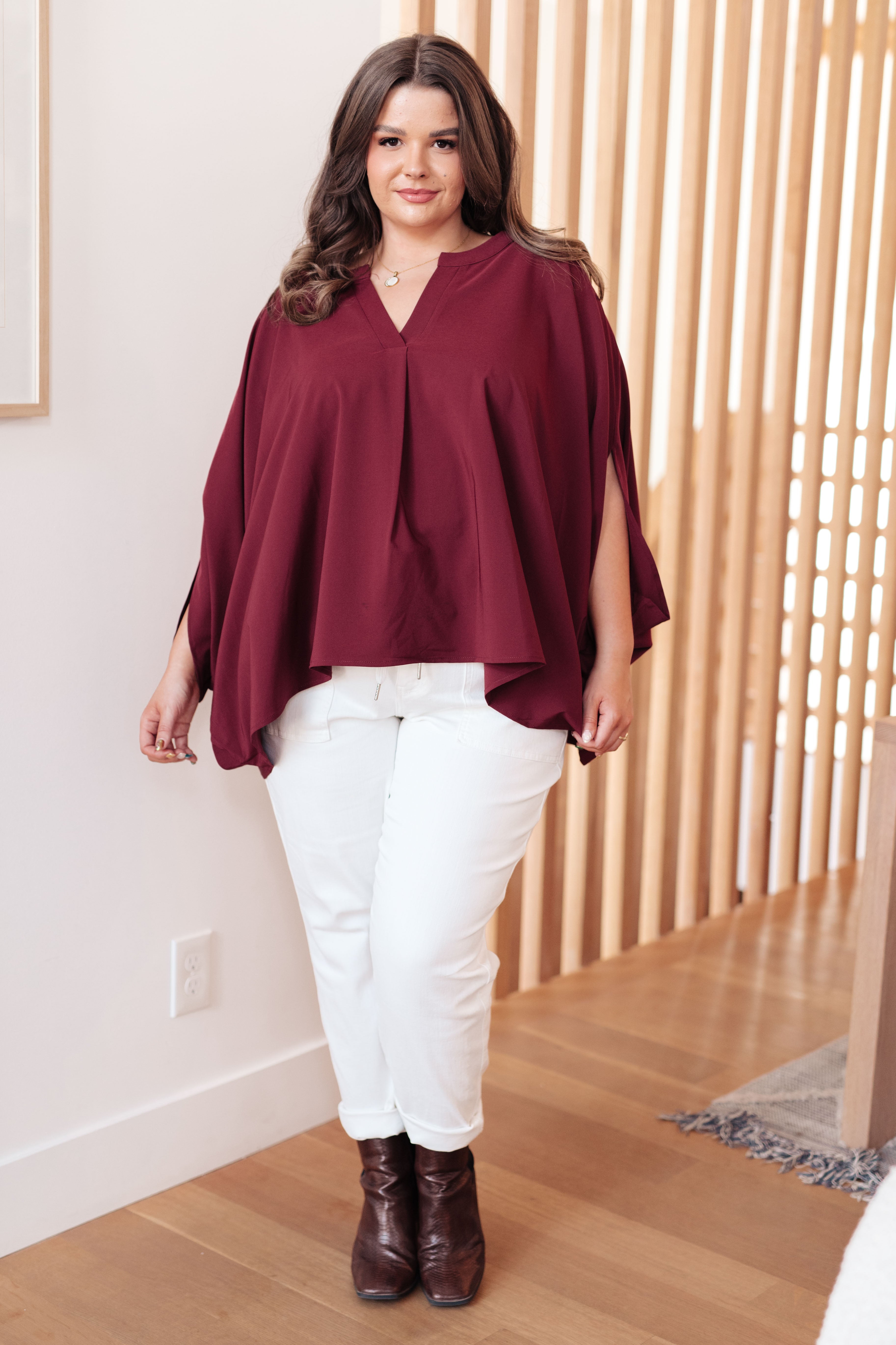 Universal Philosophy Blouse in Wine - Charming Charlie