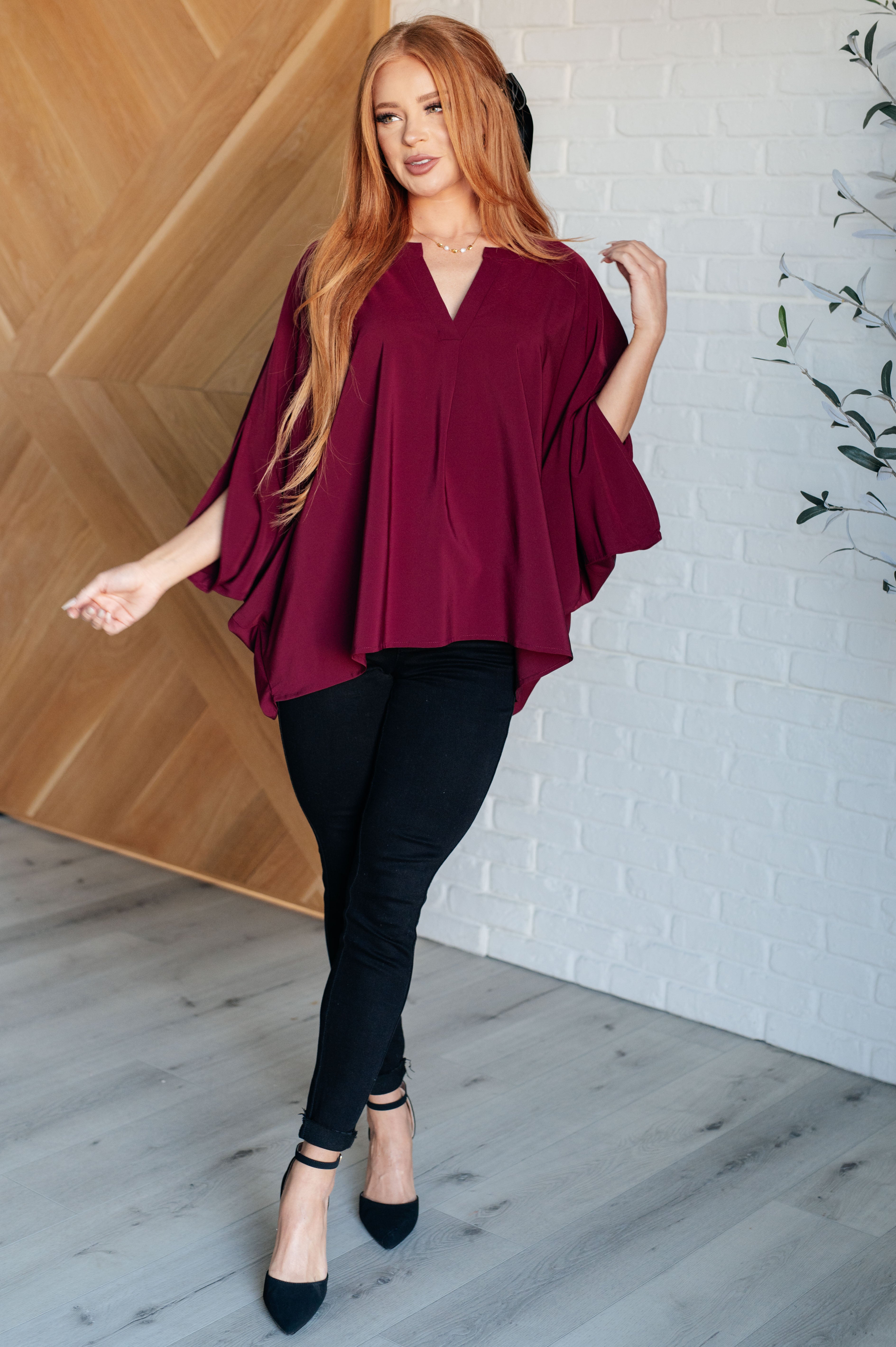 Universal Philosophy Blouse in Wine - Charming Charlie