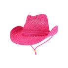 Hot pink C.C solid cowboy hat with open weave and chin strap