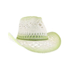 ombre open weave cowboy hat by C.C in white and green with curved brim