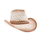 ombre open weave cowboy hat by C.C in white and tan with curved brim