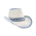 ombre open weave cowboy hat by C.C in white and denim with curved brim