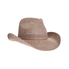 Taupe  C.C brand sequin cowboy hat with curved brim and sparkly finish
