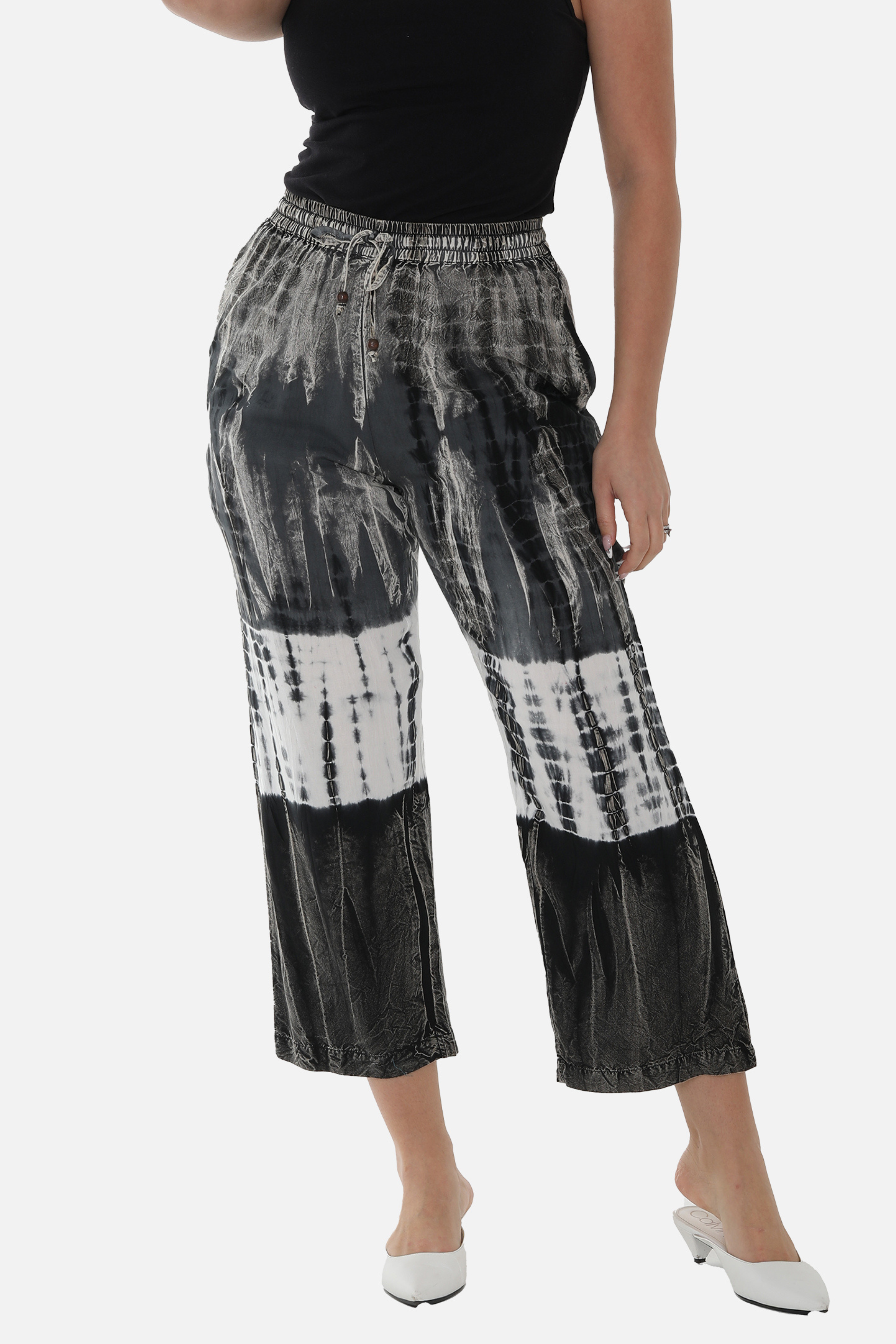 Wide-Leg crinkle rayon Tie & Dye Women Pants