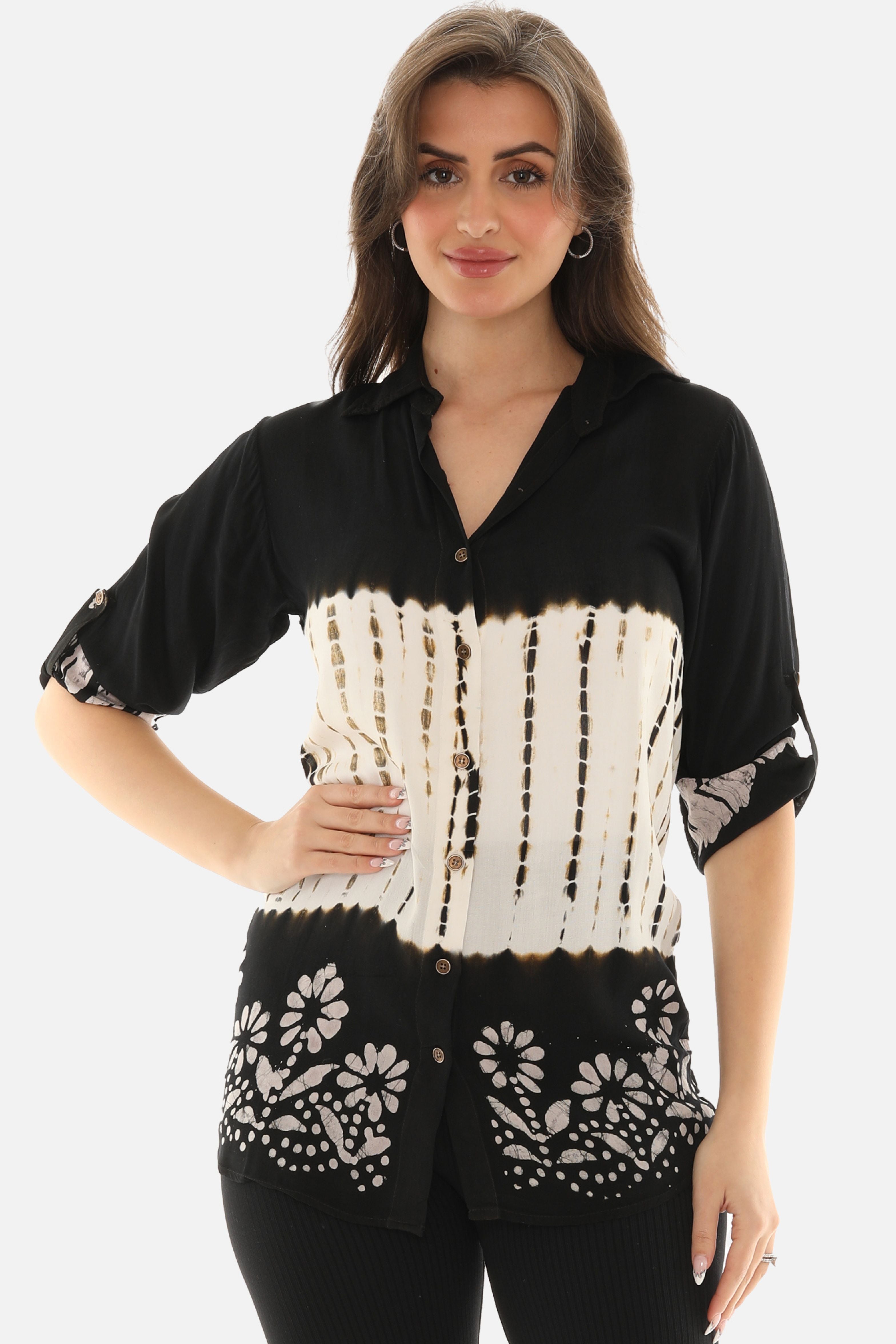 Trendy Tie Dye Button Down Rayon Shirt - Charming Charlie