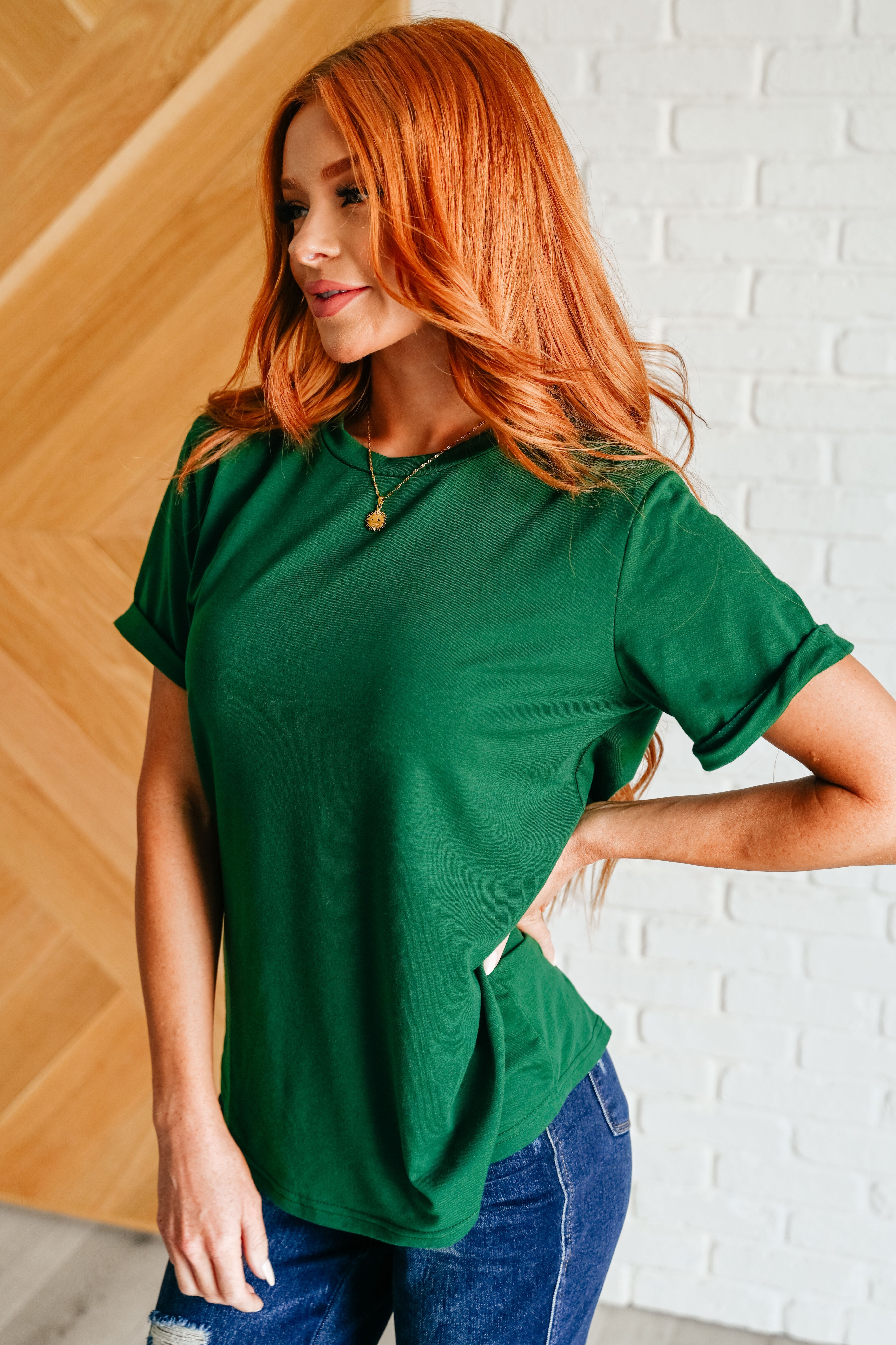 Uptown Crew T-Shirt in Green - Charming Charlie
