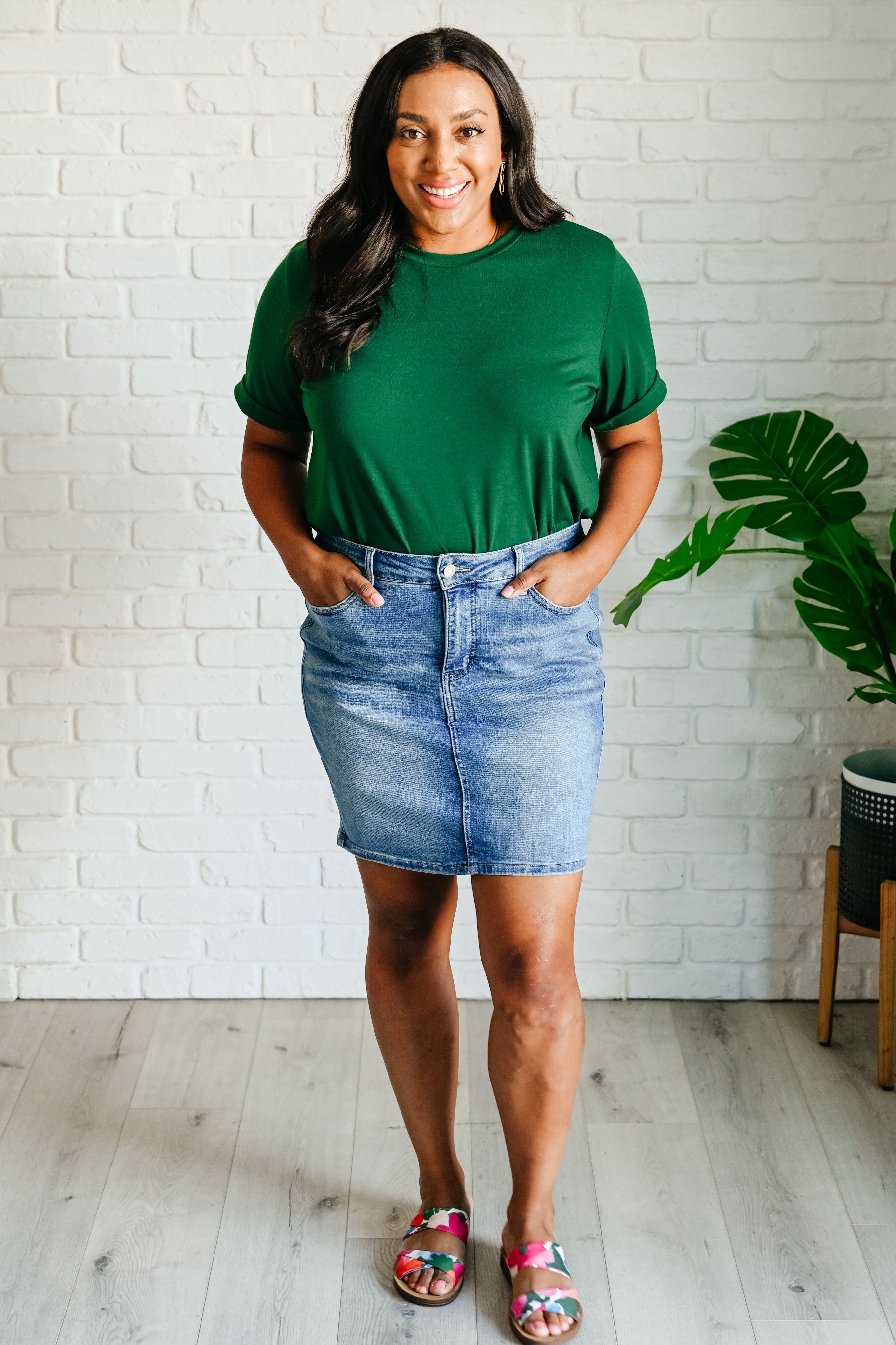 Uptown Crew T-Shirt in Green - Charming Charlie