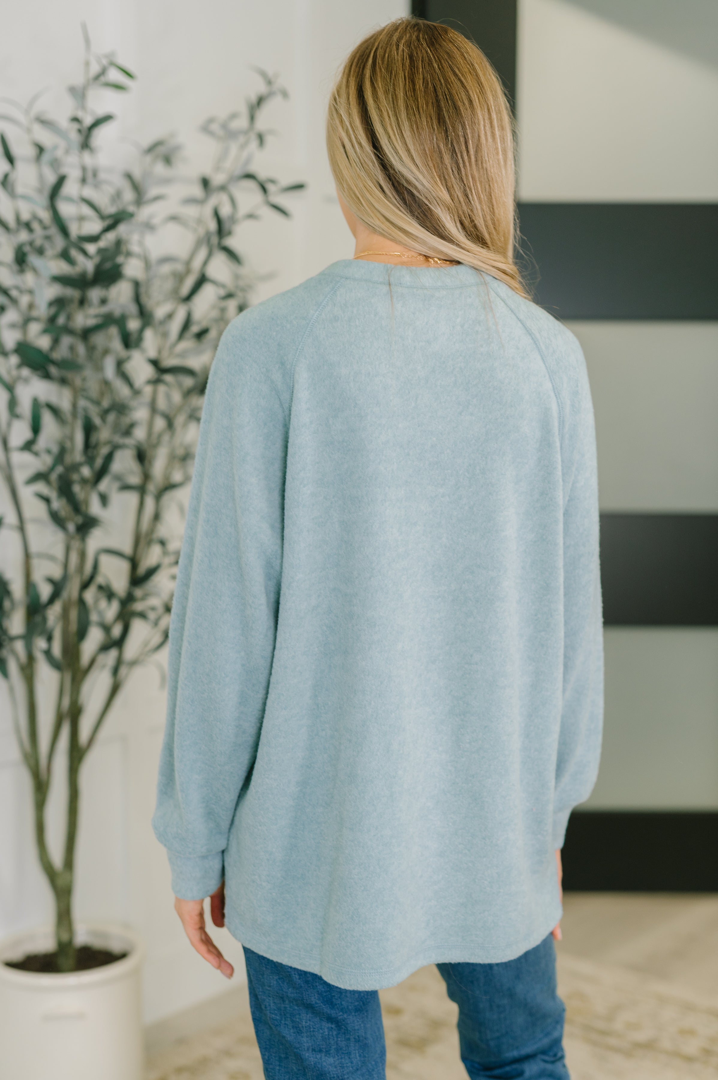 Urban Flux Scooped Hi-Low Long Pullover in Blue Grey - Charming Charlie