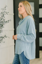 Urban Flux Scooped Hi-Low Long Pullover in Blue Grey - Charming Charlie