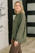 Urban Flux Scooped Hi-Low Long Pullover in Olive - Charming Charlie