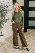 Urban Flux Scooped Hi-Low Long Pullover in Olive - Charming Charlie