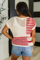 Vibes Don't Lie Net Tee Red Striped - Charming Charlie