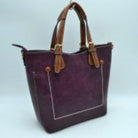 Violet Vegan&nbsp;Leather Tote Shoulder Handbags For Women. Ideal for everyday occasions such as work, school, shopping, etc. Made of high quality&nbsp;Vegan&nbsp; leather material that's light weight and comfortable to carry. Spacious main compartment with magnetic snap closure to safely store a variety of personal items such as wallet, tablet, phone, books, and other essentials. One interior open pocket for small accessories within hand's reach.