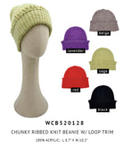 Chunky Ribbed Knit Beanie with Loop Trim - Charming Charlie