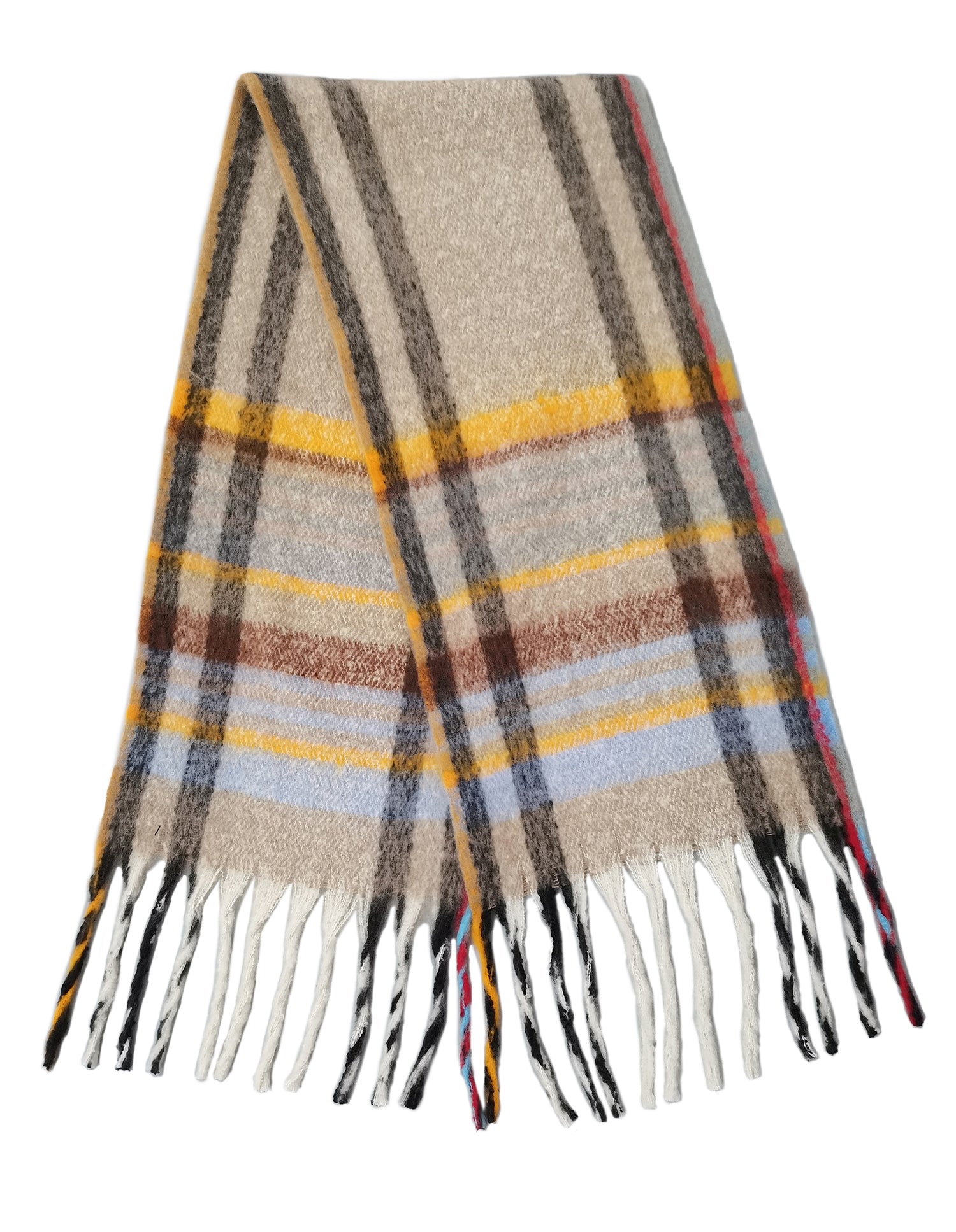 Multi Stripe Cozy Scarf With Fringe - Charming Charlie