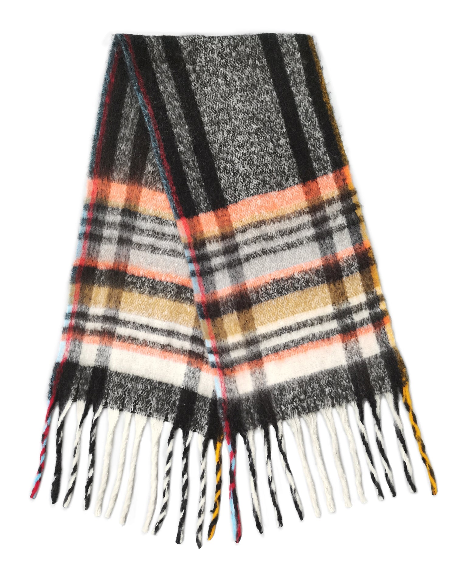 Multi Stripe Cozy Scarf With Fringe - Charming Charlie
