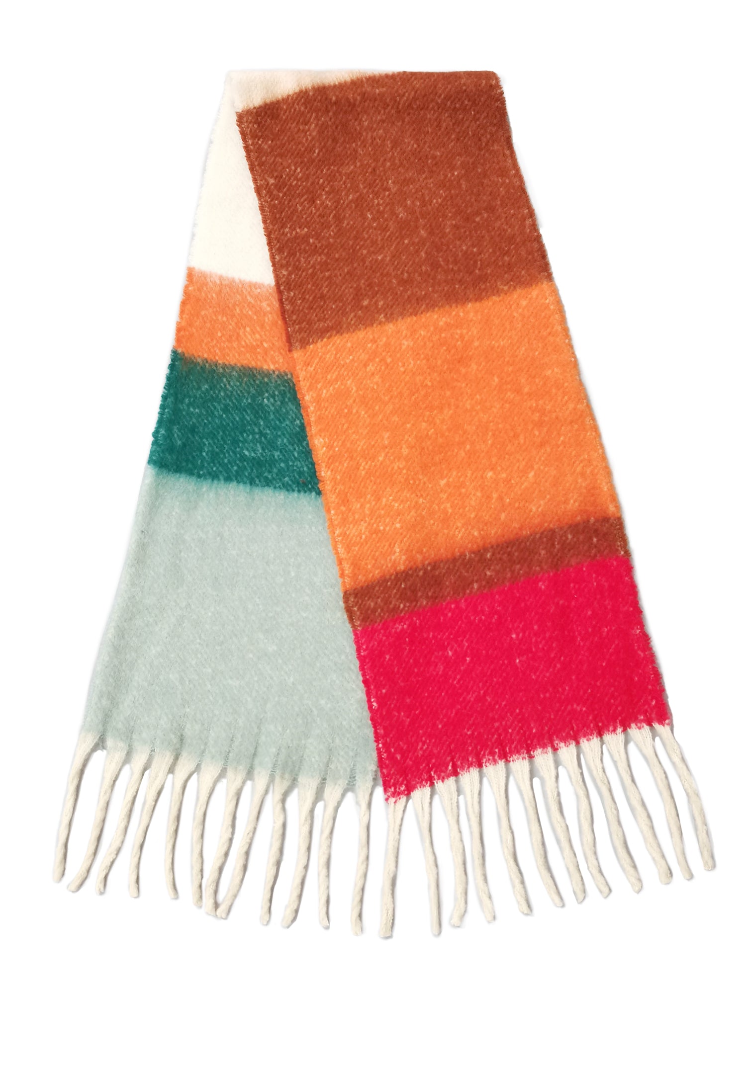 Multi Stripe Cozy Scarf With Fringe