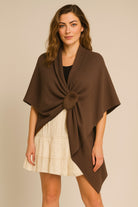 Solid Ruana with Fur Strap - Charming Charlie