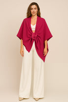 Solid Ruana with Fur Strap - Charming Charlie