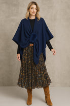 Solid Ruana with Fur Strap - Charming Charlie