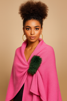 Solid Ruana with Fur Strap - Charming Charlie