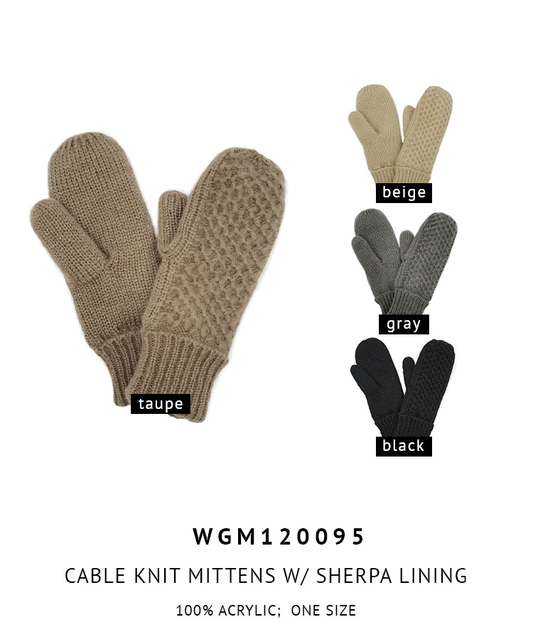 Shop for KW Fashion Cable Knit Mittens With Sherpa Lining at doeverythinginloveny.com wholesale fashion accessories