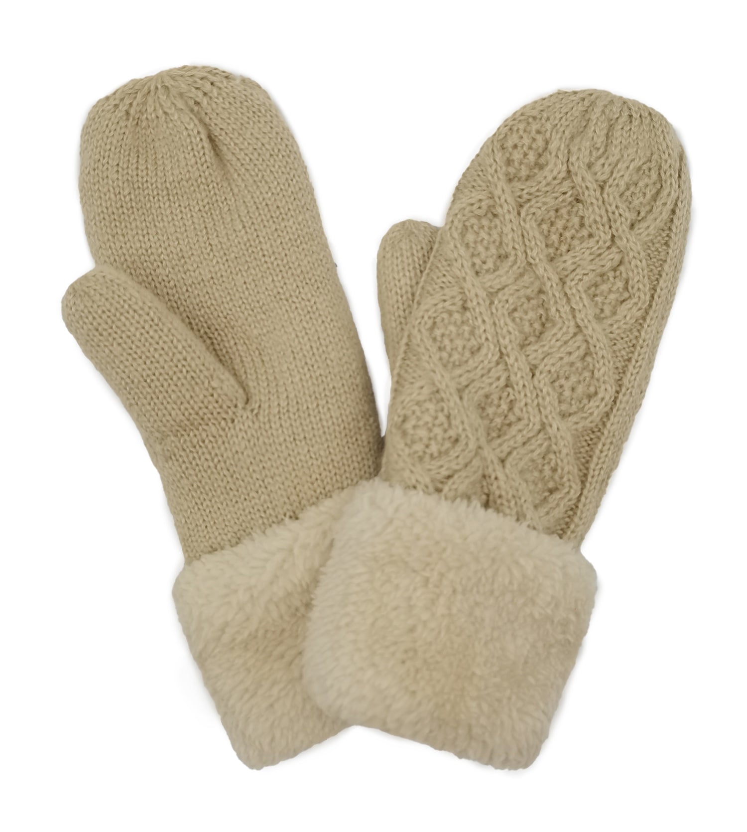 Shop for KW Fashion Cable Knit Sherpa Mittens at doeverythinginloveny.com wholesale fashion accessories