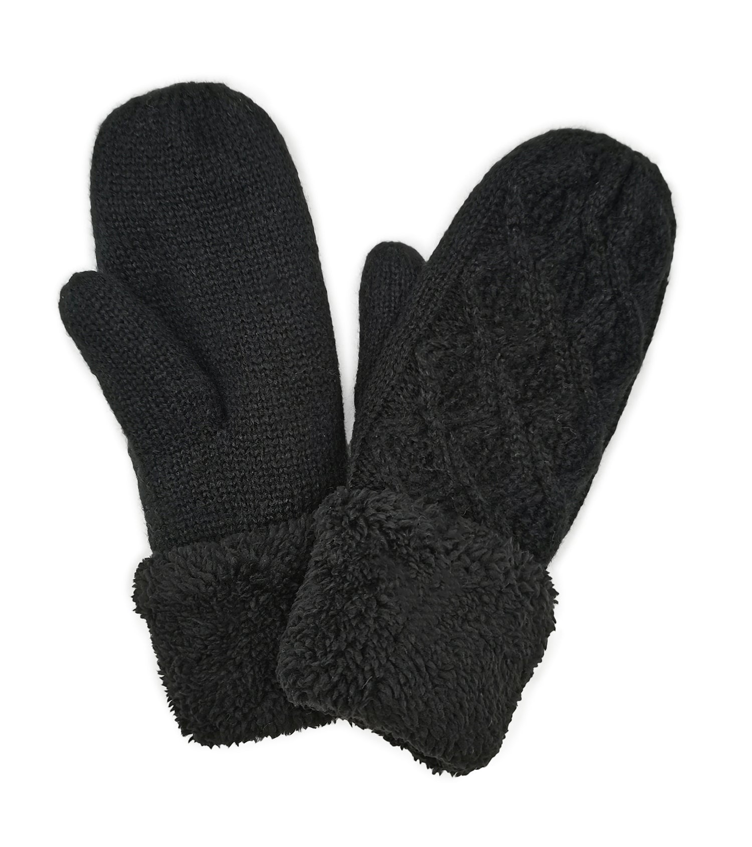 Shop for KW Fashion Cable Knit Sherpa Mittens at doeverythinginloveny.com wholesale fashion accessories