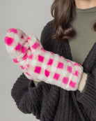 Shop for KW Fashion Checkered Faux Fur Mittens at doeverythinginloveny.com wholesale fashion accessories