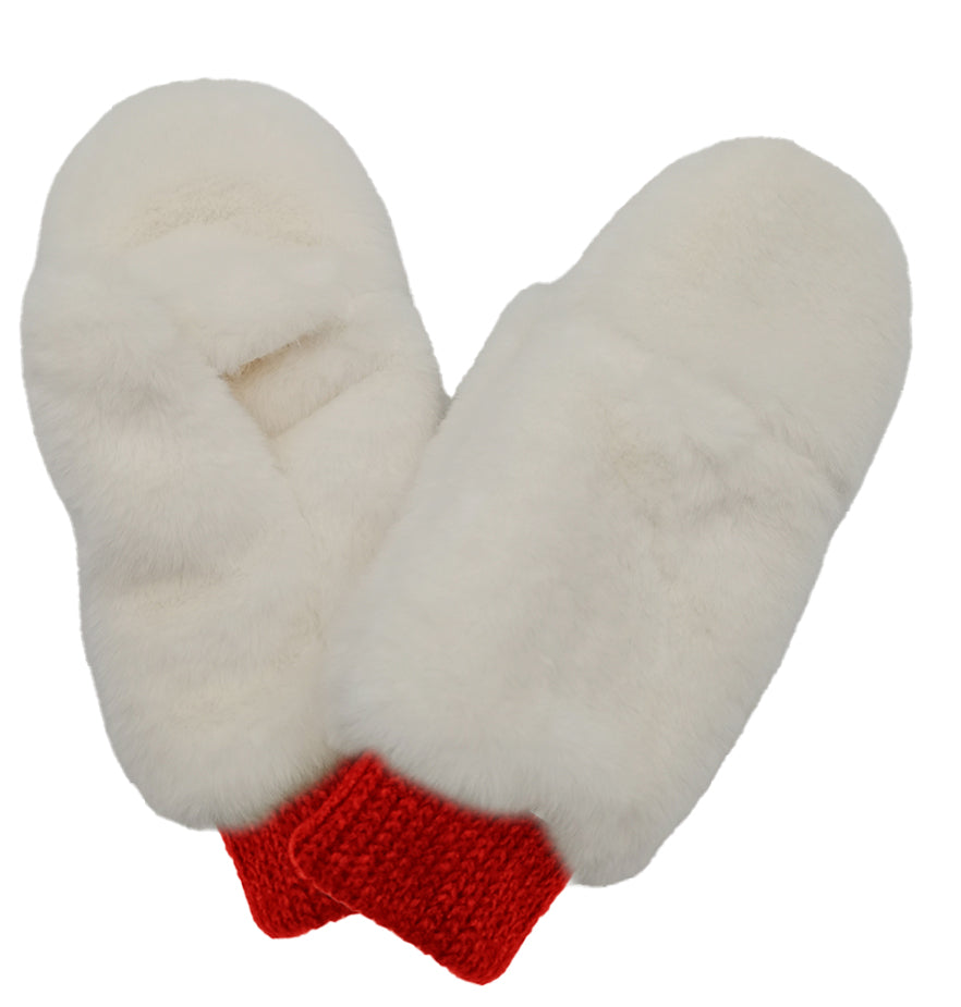 Solid Faux Fur Mittens