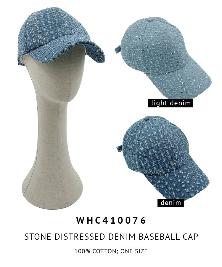 Stone Distressed Denim Baseball Cap - Charming Charlie