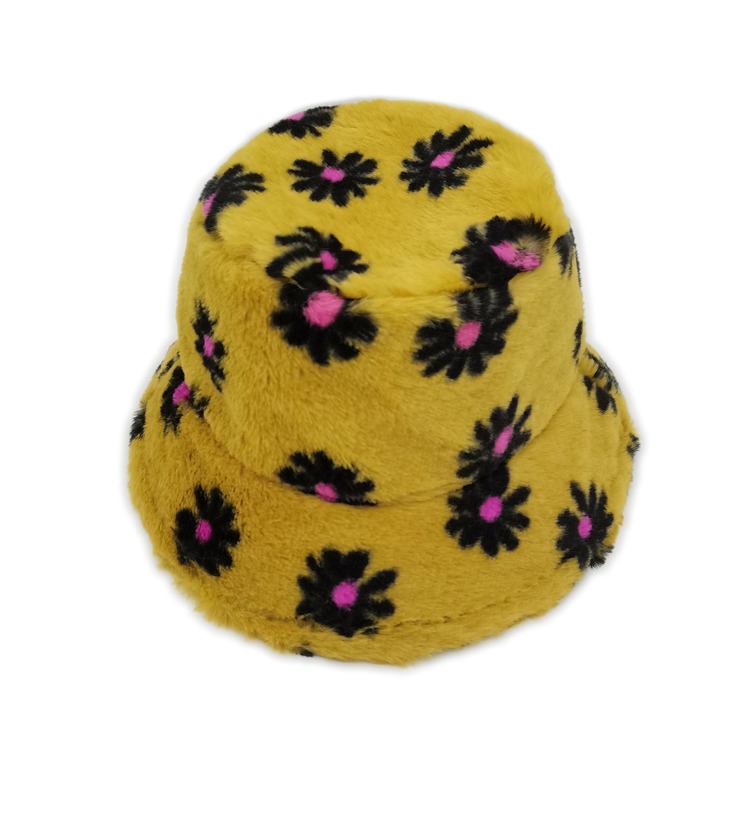 Floral Faux Fur Bucket Hat
