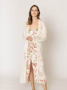 Chest Blocked Crochet Long Cardigan - Charming Charlie