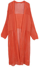 Chest Blocked Crochet Long Cardigan - Charming Charlie