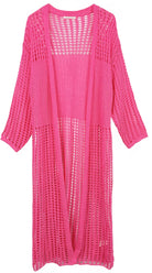 Chest Blocked Crochet Long Cardigan - Charming Charlie