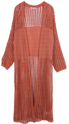 Chest Blocked Crochet Long Cardigan - Charming Charlie