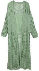 Chest Blocked Crochet Long Cardigan - Charming Charlie