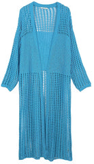 Chest Blocked Crochet Long Cardigan - Charming Charlie