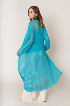 Chest Blocked Crochet Long Cardigan - Charming Charlie