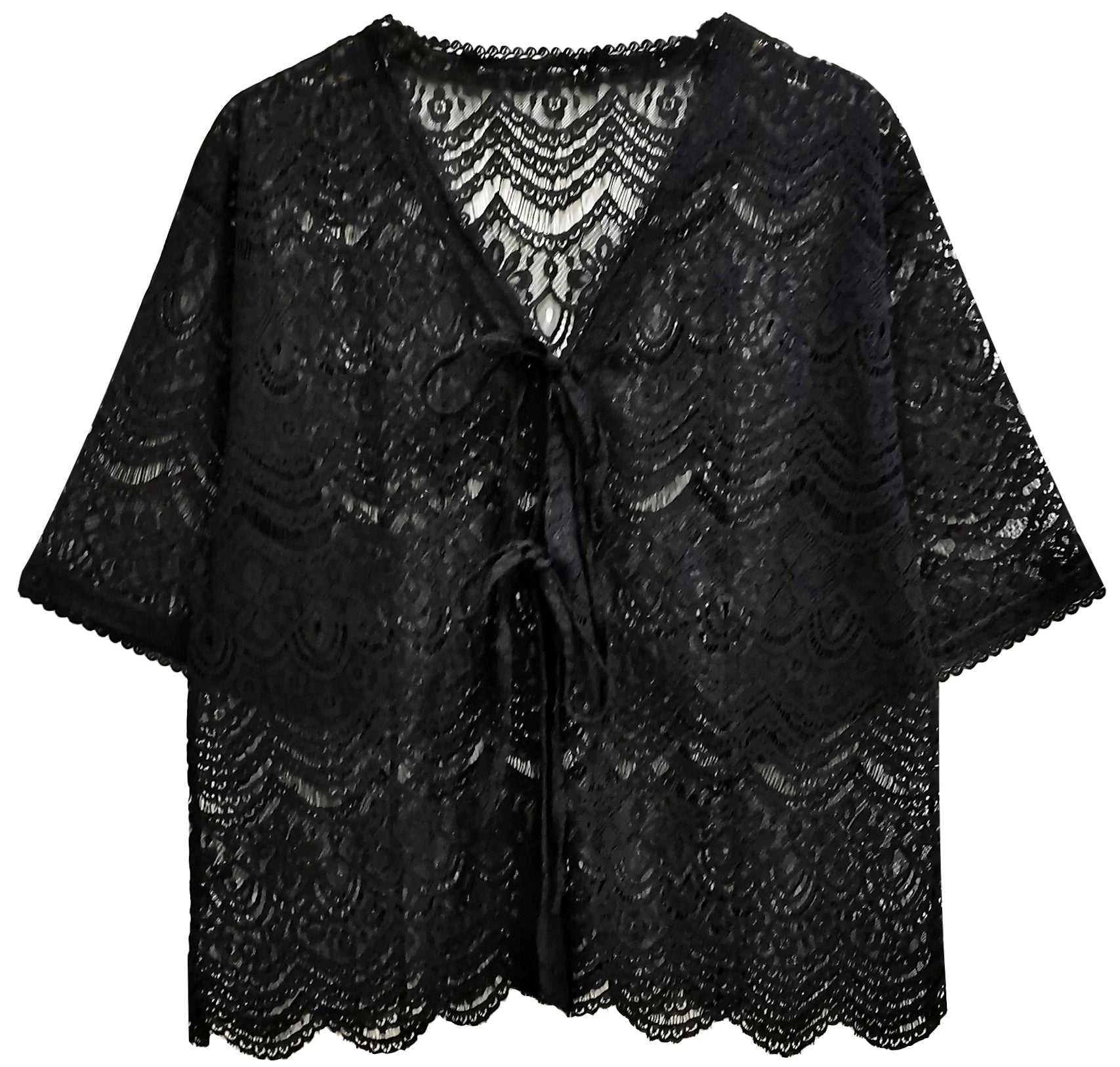 Lace Tie Front Short Cardigan - Charming Charlie