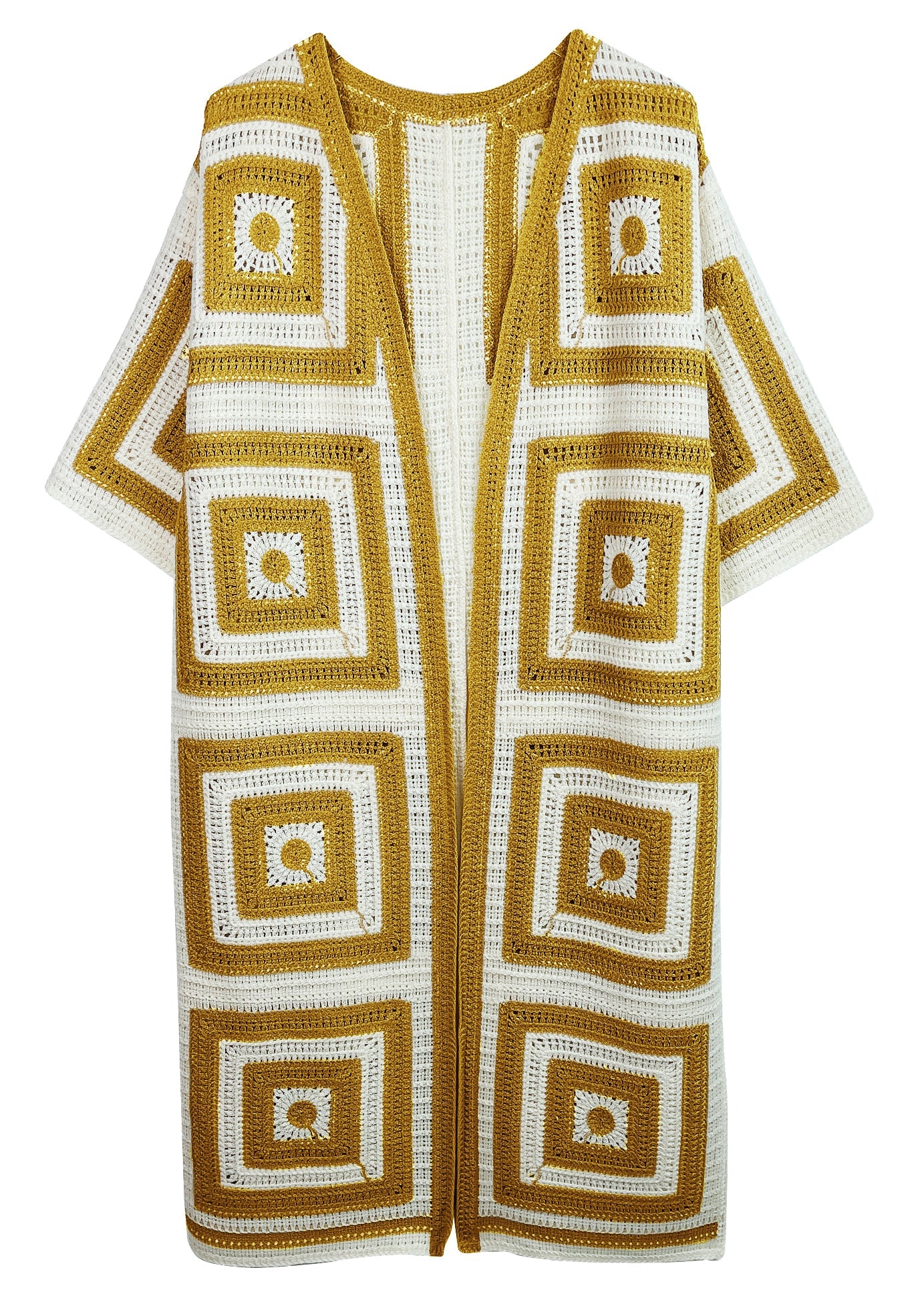 Square Pattern Crochet Cardigan - Charming Charlie