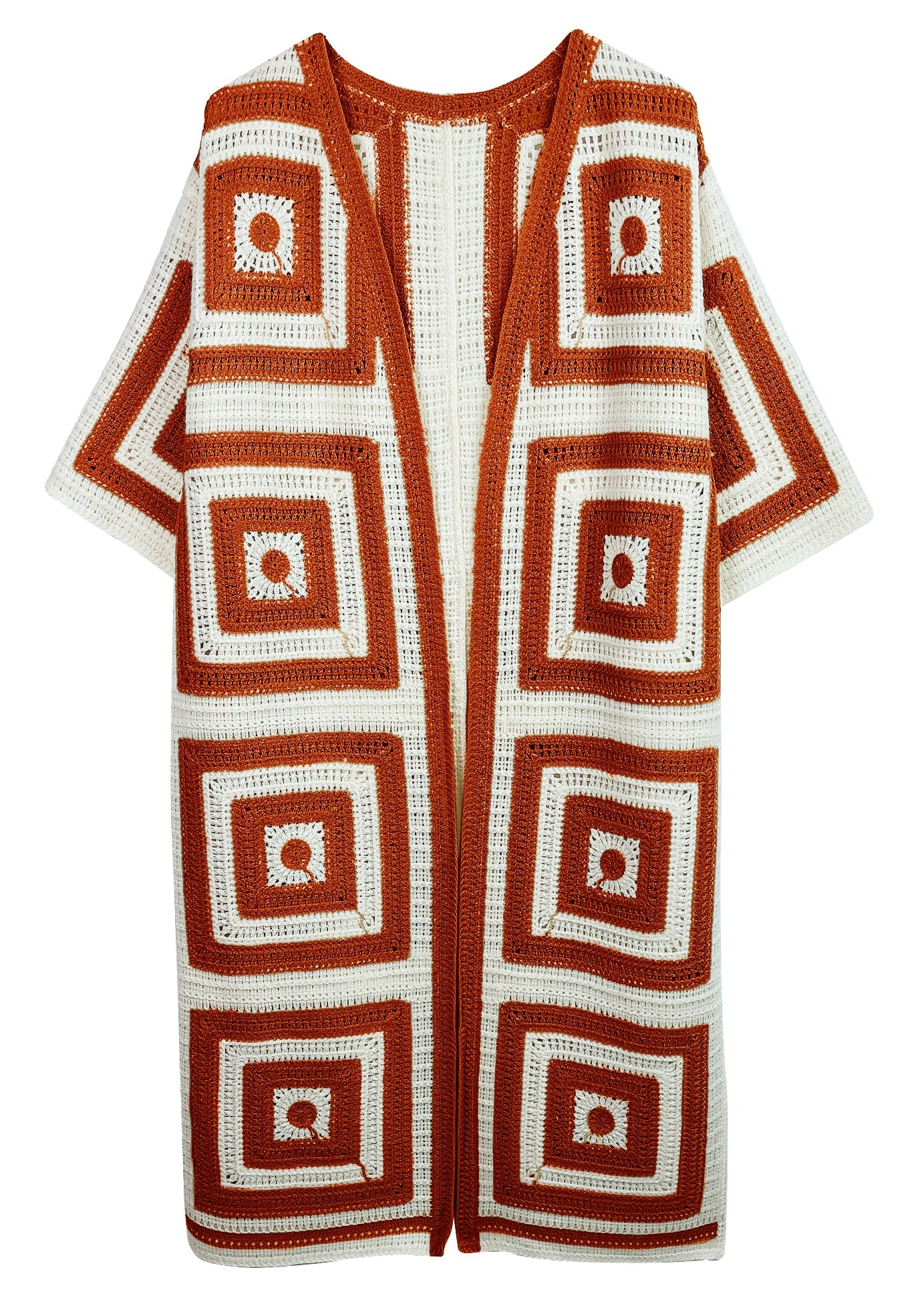 Square Pattern Crochet Cardigan - Charming Charlie