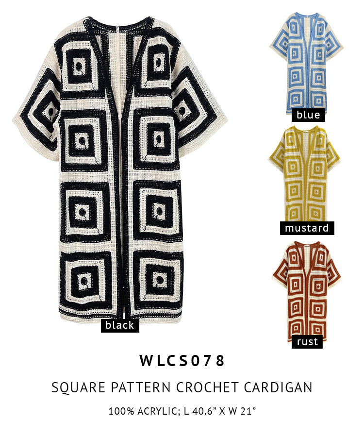 Square Pattern Crochet Cardigan - Charming Charlie